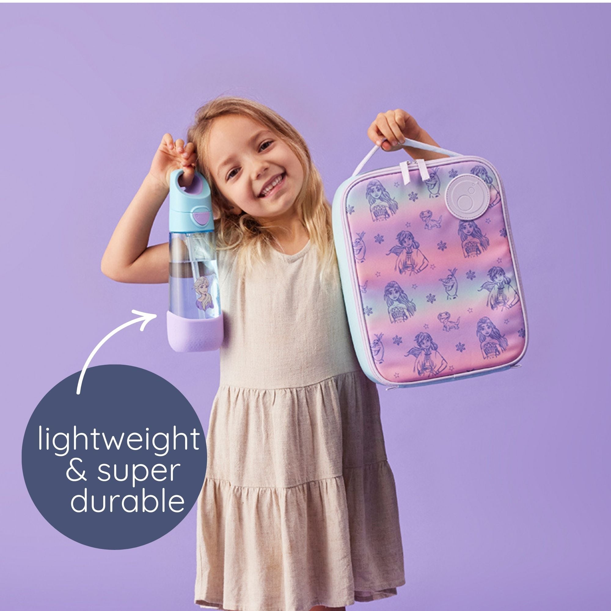 b.box Frozen Tritan Straw Drink Bottle 600ml - Durable, Spill-Proof & Kid-Friendly - Multicolor