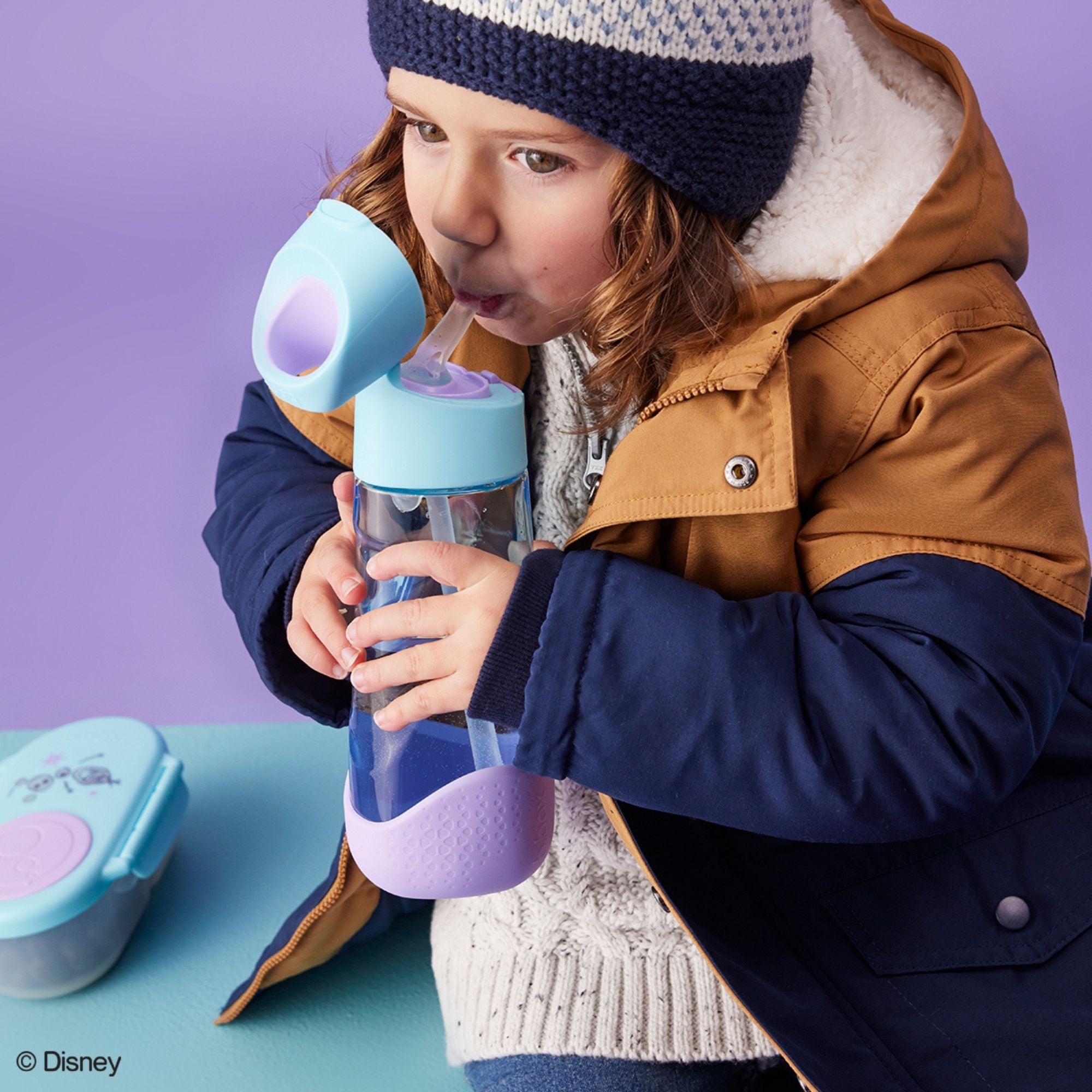 b.box Frozen Tritan Straw Drink Bottle 600ml - Durable, Spill-Proof & Kid-Friendly - Multicolor