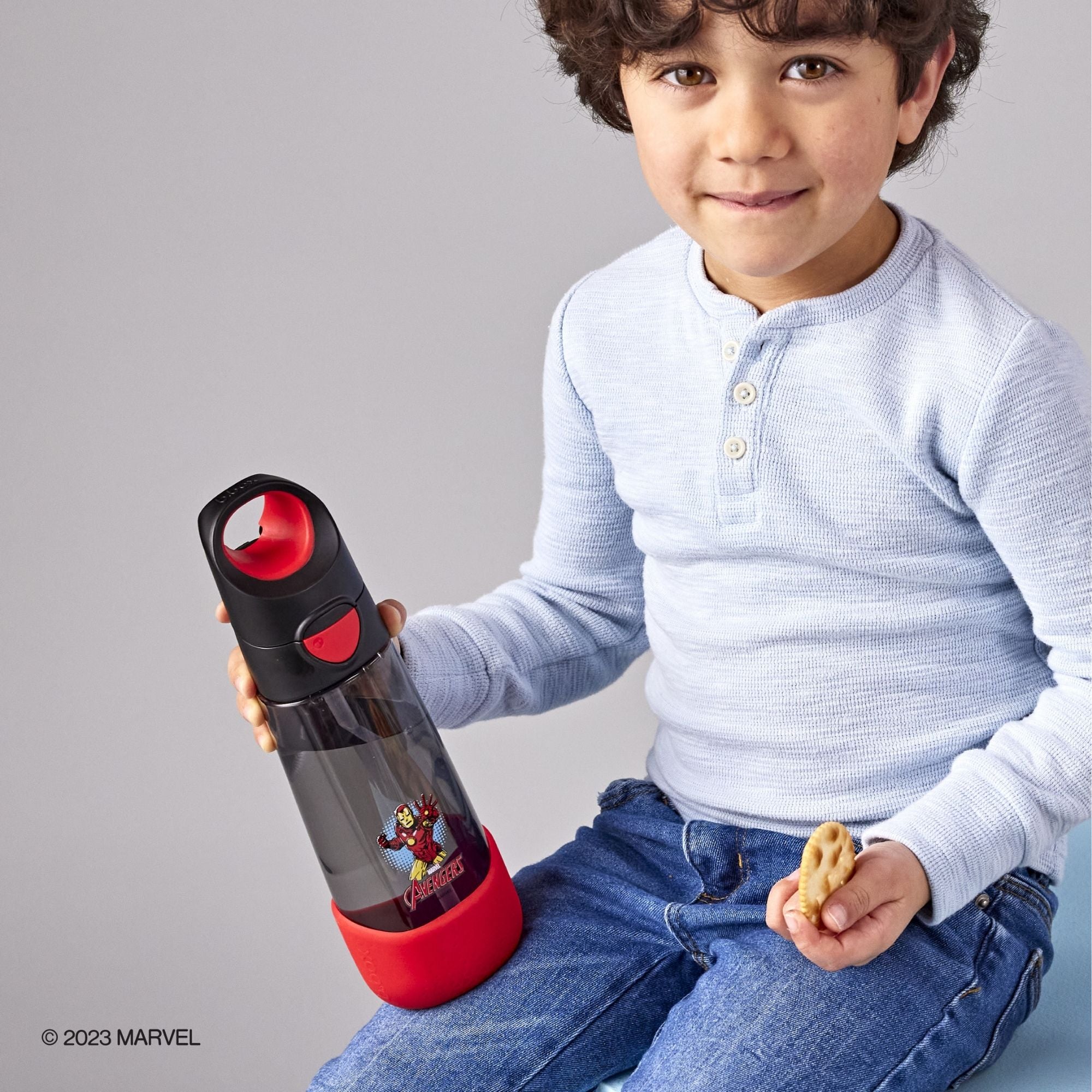 b.box Avengers Tritan Straw Drink Bottle 600ml - Durable, Spill-Proof & Kid-Friendly - Multicolor