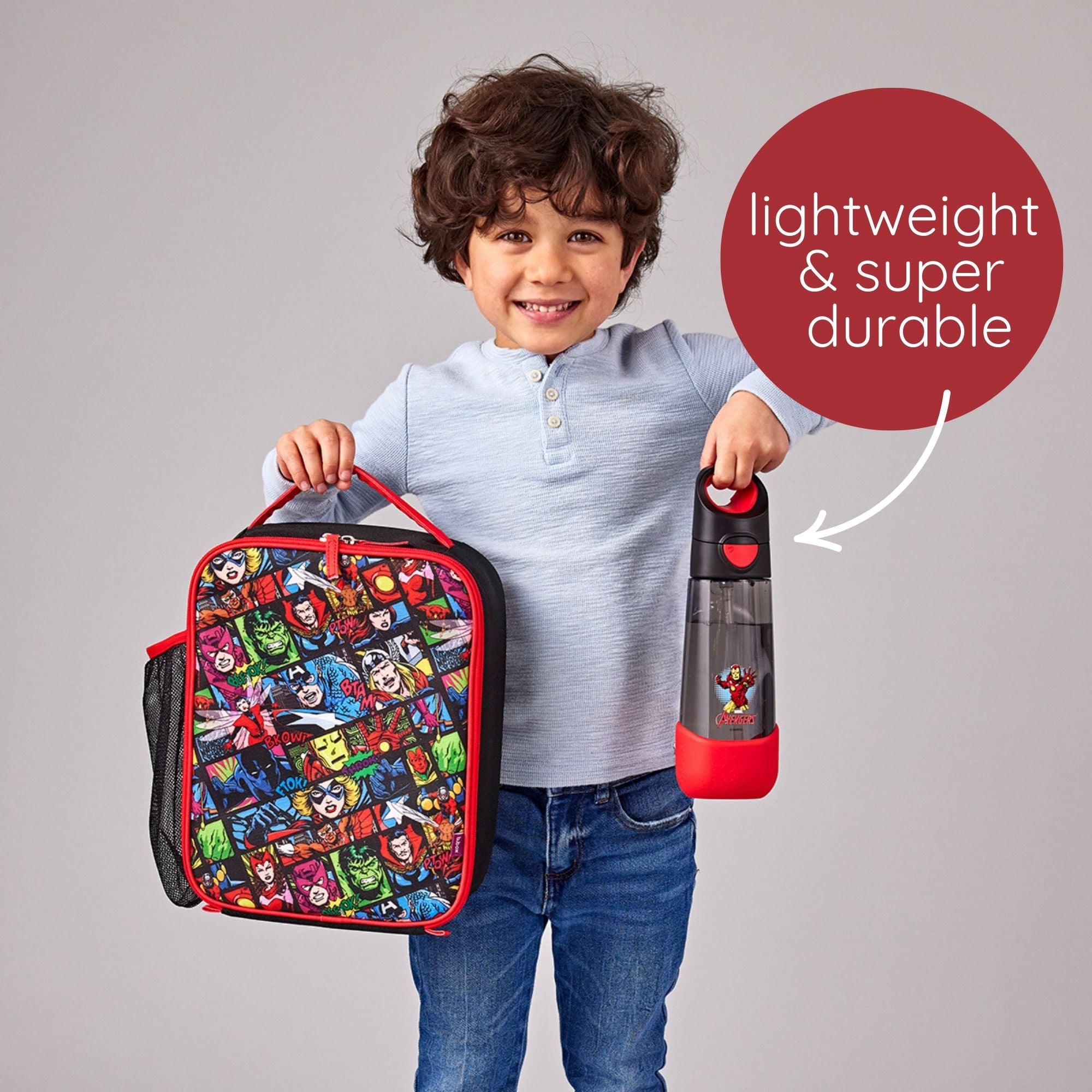b.box Avengers Tritan Straw Drink Bottle 600ml - Durable, Spill-Proof & Kid-Friendly - Multicolor