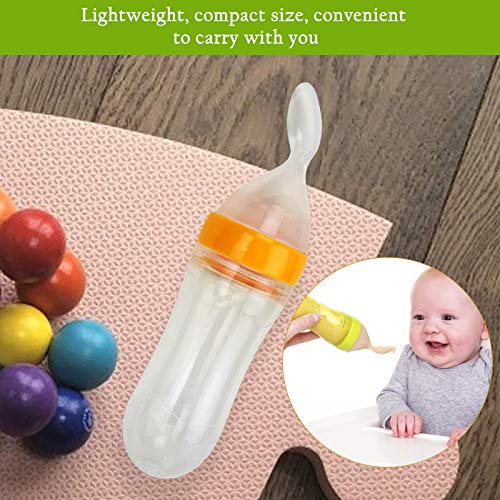 Safe-O-Kid, Squeezy Silicone Food Feeder Spoon (Soft Tip) Bottle, 90ml- Yellow