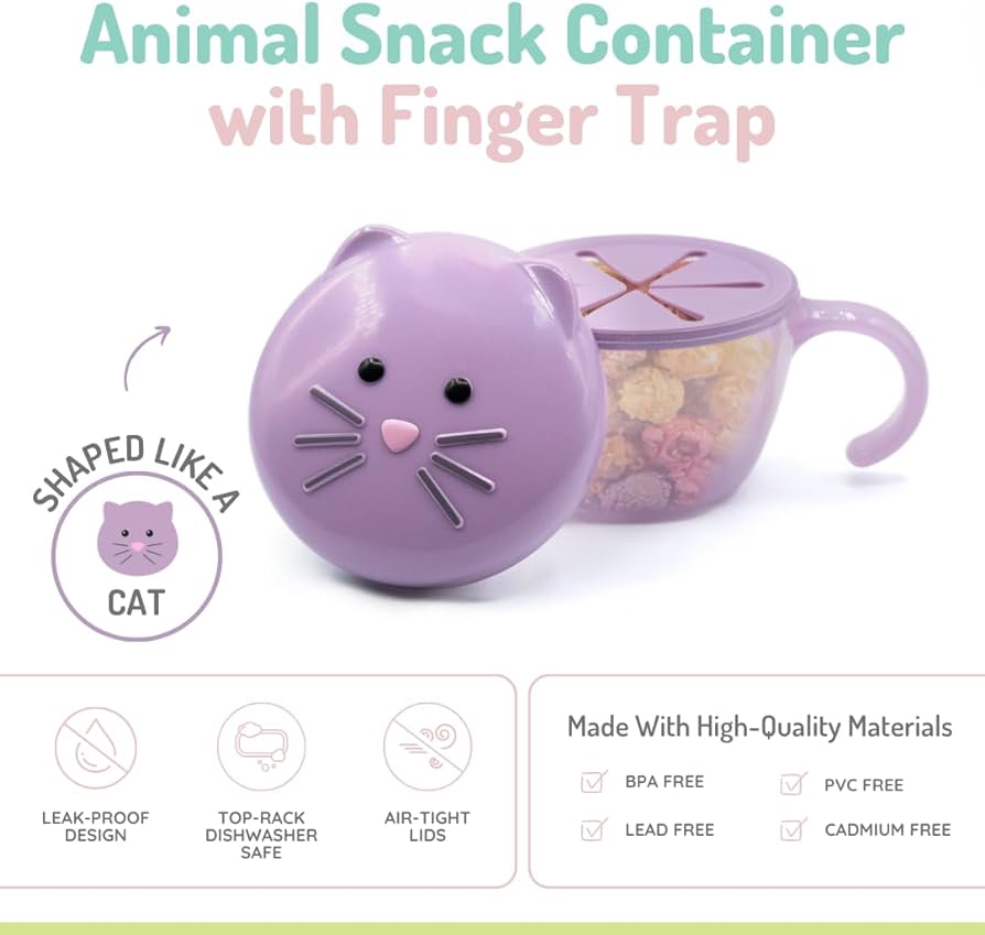 Melii  Snack Container with Finger Trap- Cat Purple