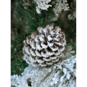 5.9 feet Bushy Long Snowy Leaves Xmas Tree with 8 free Wired Red Poinsetta Flower Tips, 180 cms with 550 Branch Tips ,christmas Tree Décor - Christmas