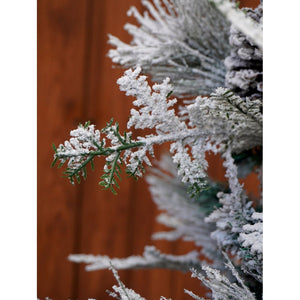 5.9 feet Bushy Long Snowy Leaves Xmas Tree with 8 free Wired Red Poinsetta Flower Tips, 180 cms with 550 Branch Tips ,christmas Tree Décor - Christmas