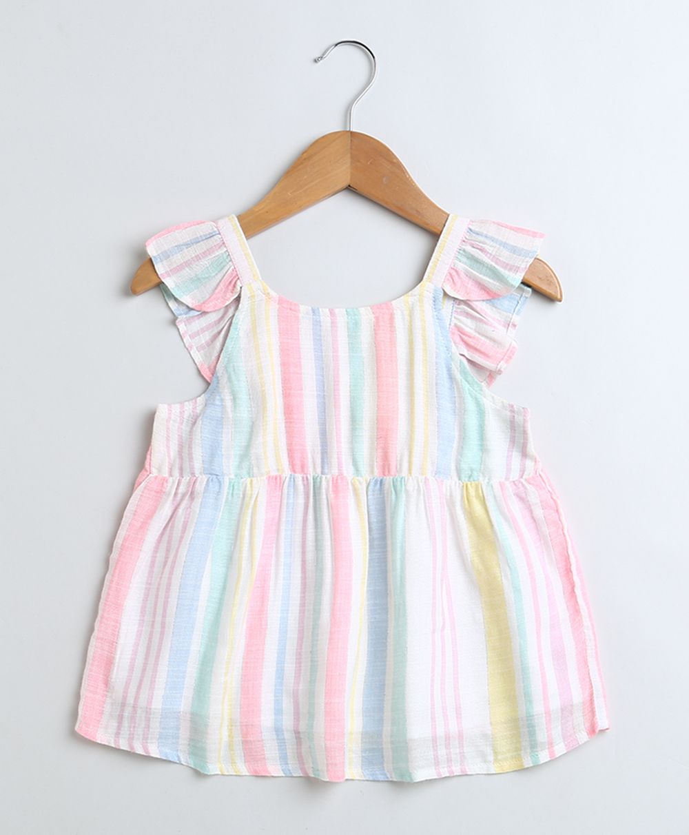 Sweetlime By AS Yarn Dyed Cotton Multi Coloured Striped Luxrex Co-ord Set.