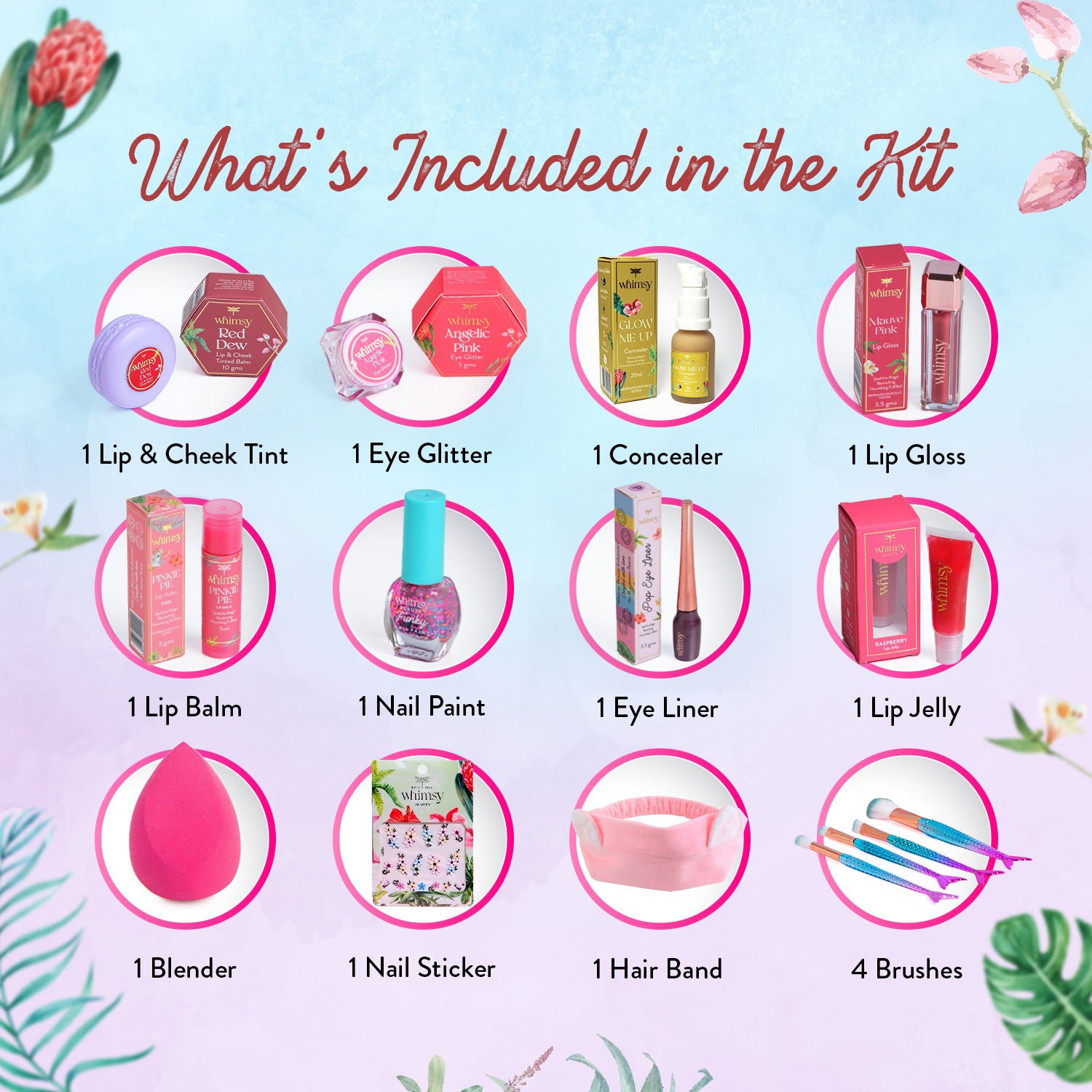 Whimsy Beauty Make U Pretty Kit for Kids & Teens- (Pack of 15)