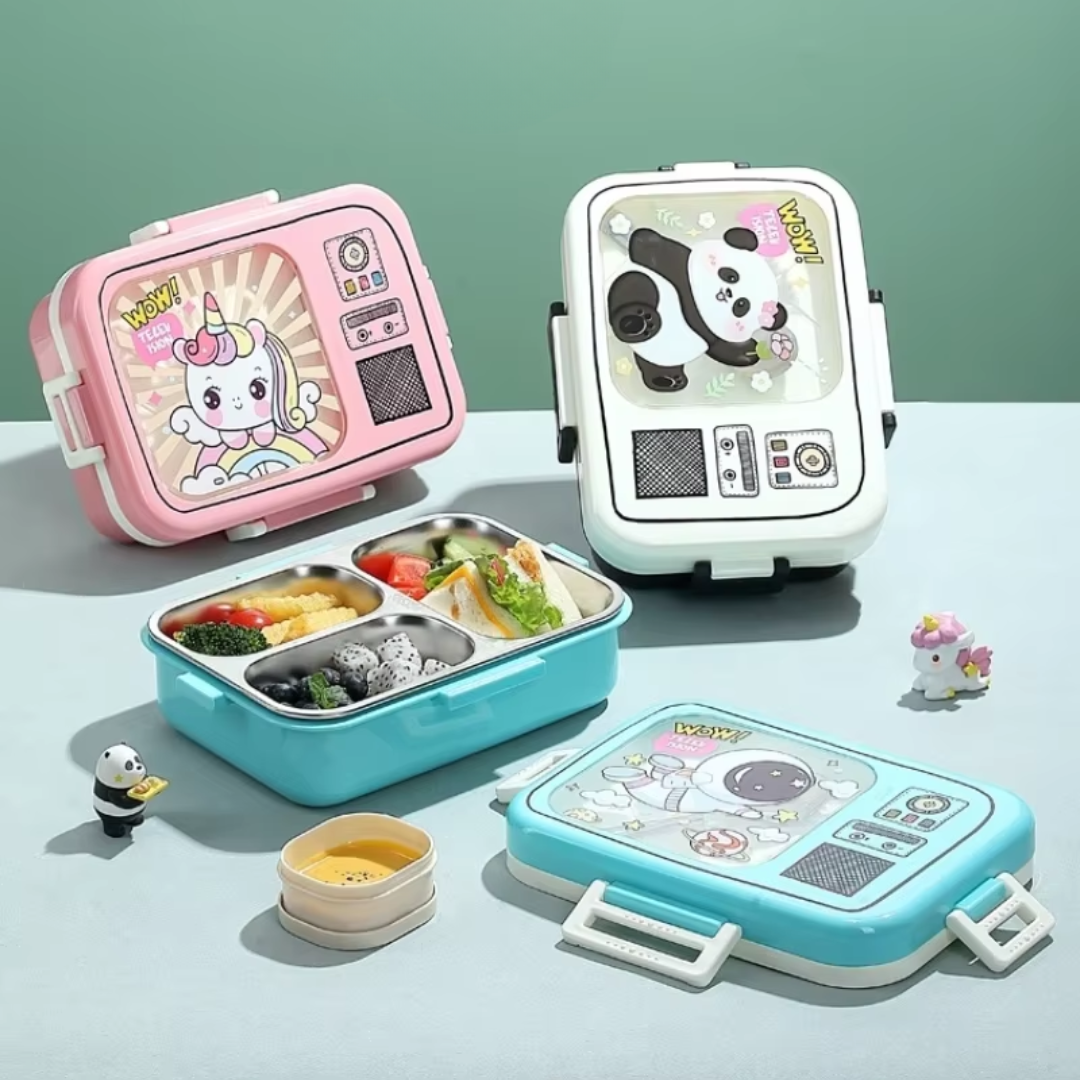 CuddleNest Cute Panda  Bento Lunch Box for Kids – Airtight, Leakproof, & Includes Spoon & Sauce Container