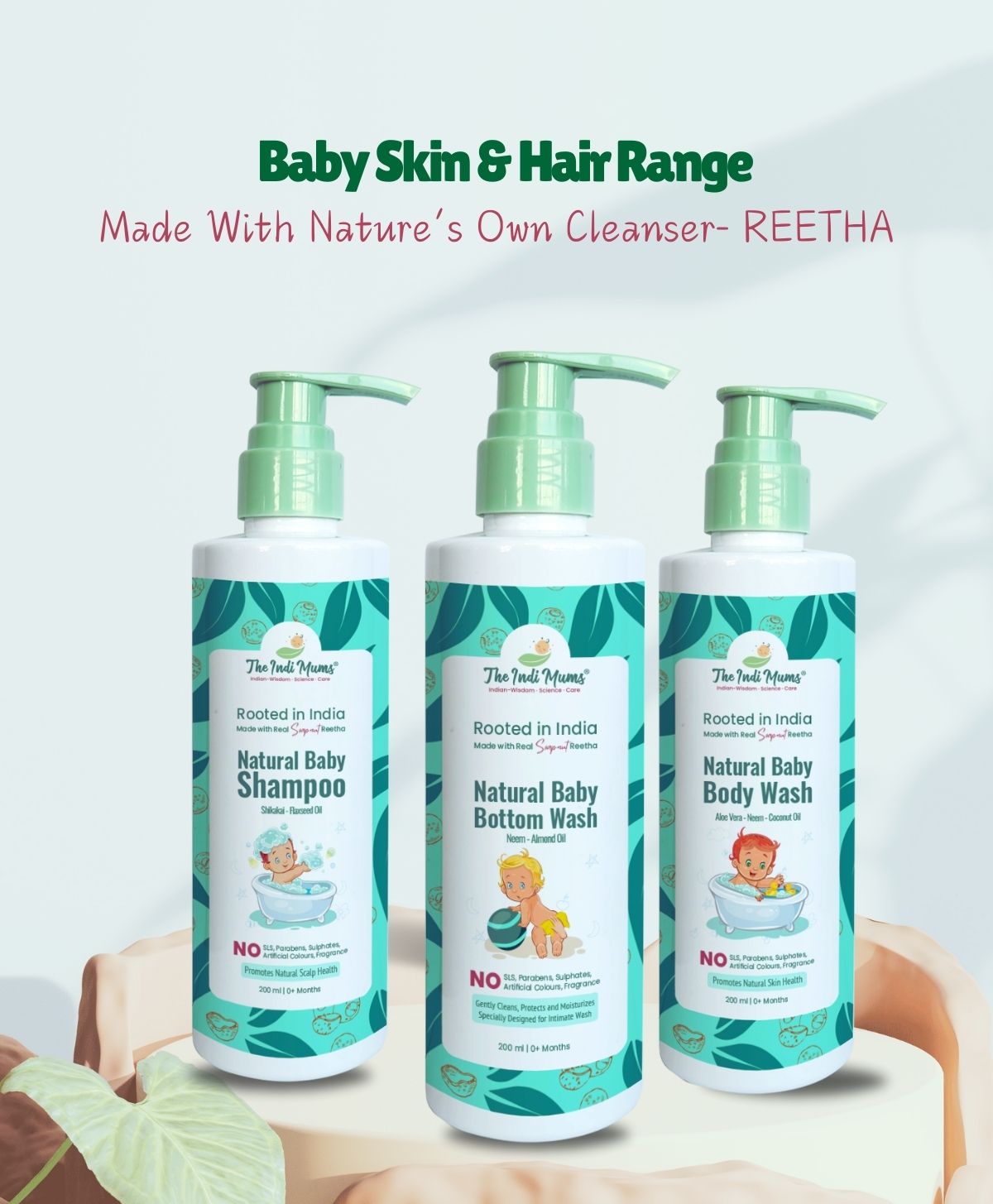 Reetha, Shikakai & Flaxseed Oil Shampoo for Newborn | The Indi Mums | 200 ML