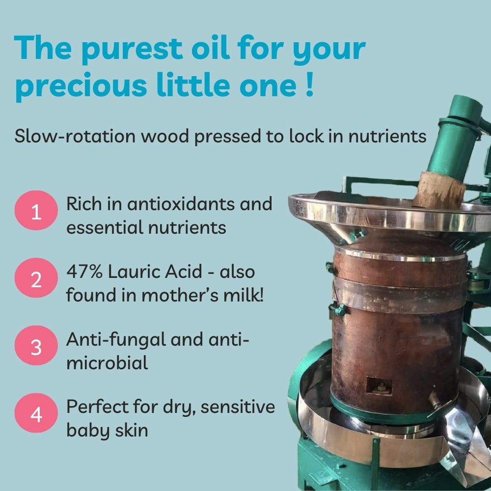 EarthBaby 100% Certified Natural Virgin Coconut Oil, Wood Cold Pressed- 275ml
