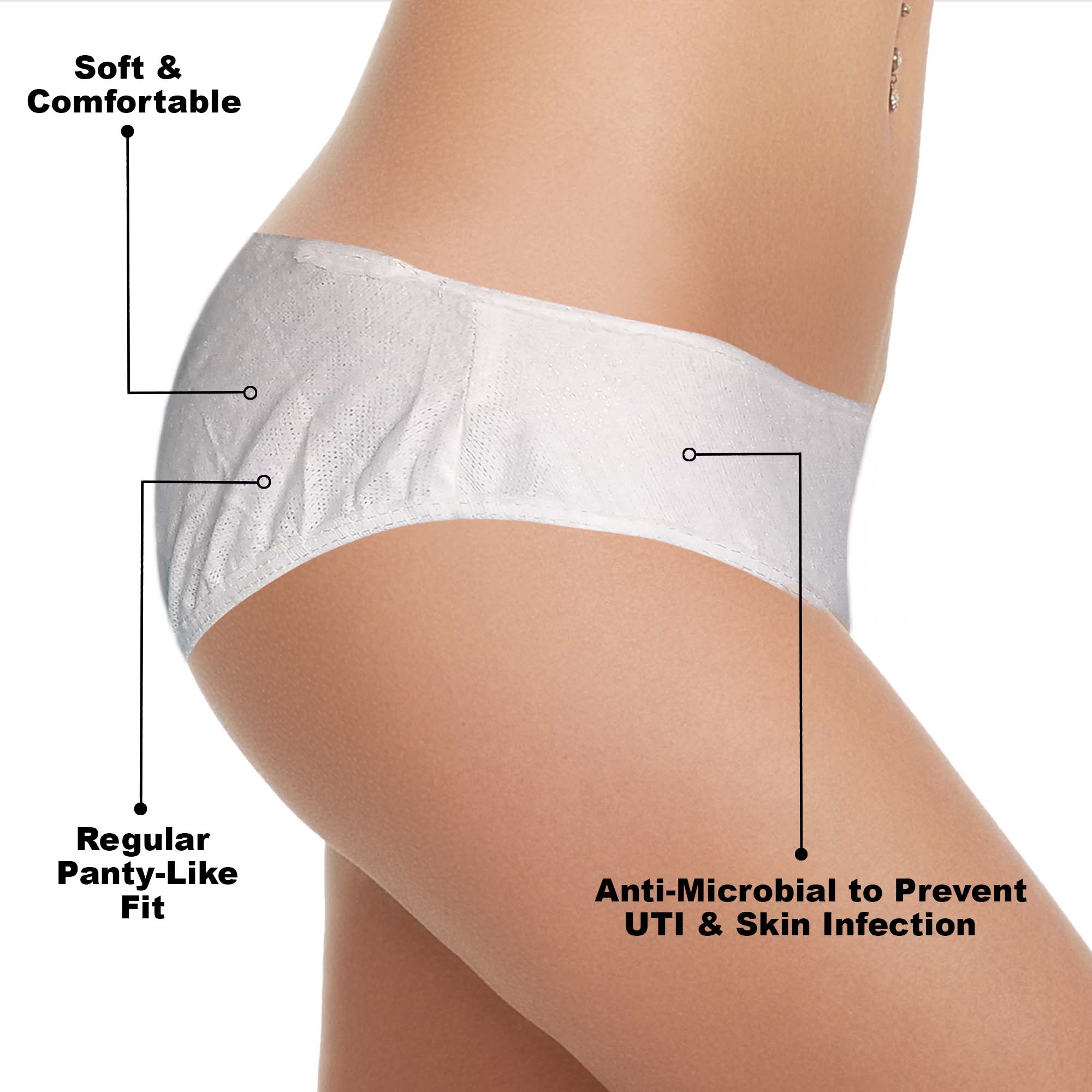 Trawee Travel Disposable Panty for Comfort & Versatility, 6 Sizes Pack of 5