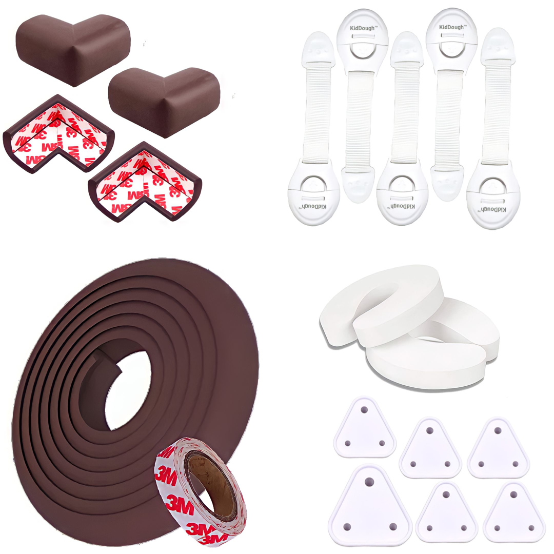 KidDough Baby Safety Kit-5 Mtrs Edge+4 Guards+5 Safety Locks+6 Socket Guards+2 Door Stopper