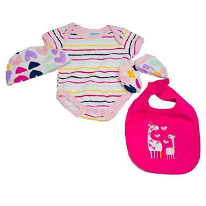 5pcs Matching Combo Set, Little Hearts & Giraffe, Pink - Little Surprise Box5pcs Matching Combo Set, Little Hearts & Giraffe, Pink