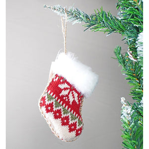 6 pcs Red Knitted Snowflakes themed Christmas Tree Ornaments - XMAS TREE ORNAMENTS