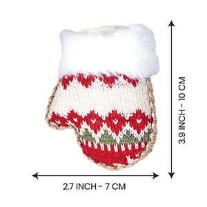 6 pcs Red Knitted Snowflakes themed Christmas Tree Ornaments - XMAS TREE ORNAMENTS