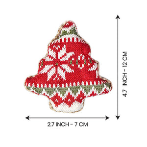 6 pcs Red Knitted Snowflakes themed Christmas Tree Ornaments - XMAS TREE ORNAMENTS