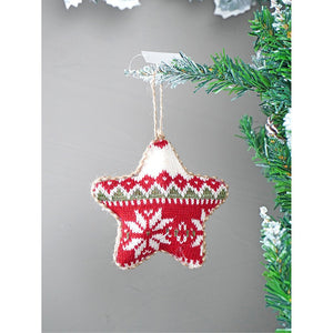 6 pcs Red Knitted Snowflakes themed Christmas Tree Ornaments - XMAS TREE ORNAMENTS