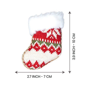 6 pcs Red Knitted Snowflakes themed Christmas Tree Ornaments - XMAS TREE ORNAMENTS