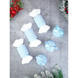6 pcs Trio Pastel Blue Candy land themed Christmas Tree Ornaments - XMAS TREE ORNAMENTS