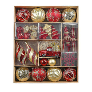 60 pcs Classic Red & Gold Campavan themed Christmas Balls tree hanging, Xmas Decoration set. - Christmas
