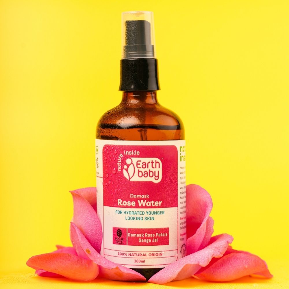 EarthBaby 100% Natural origin Damask Rose Water Spray for Face and Body (100 ml)