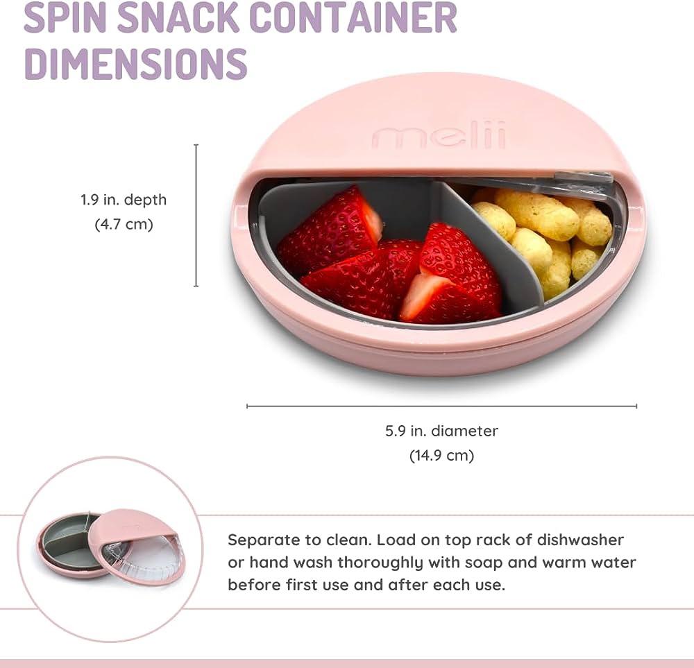 Melii Spin Snack Container- Pink/Grey