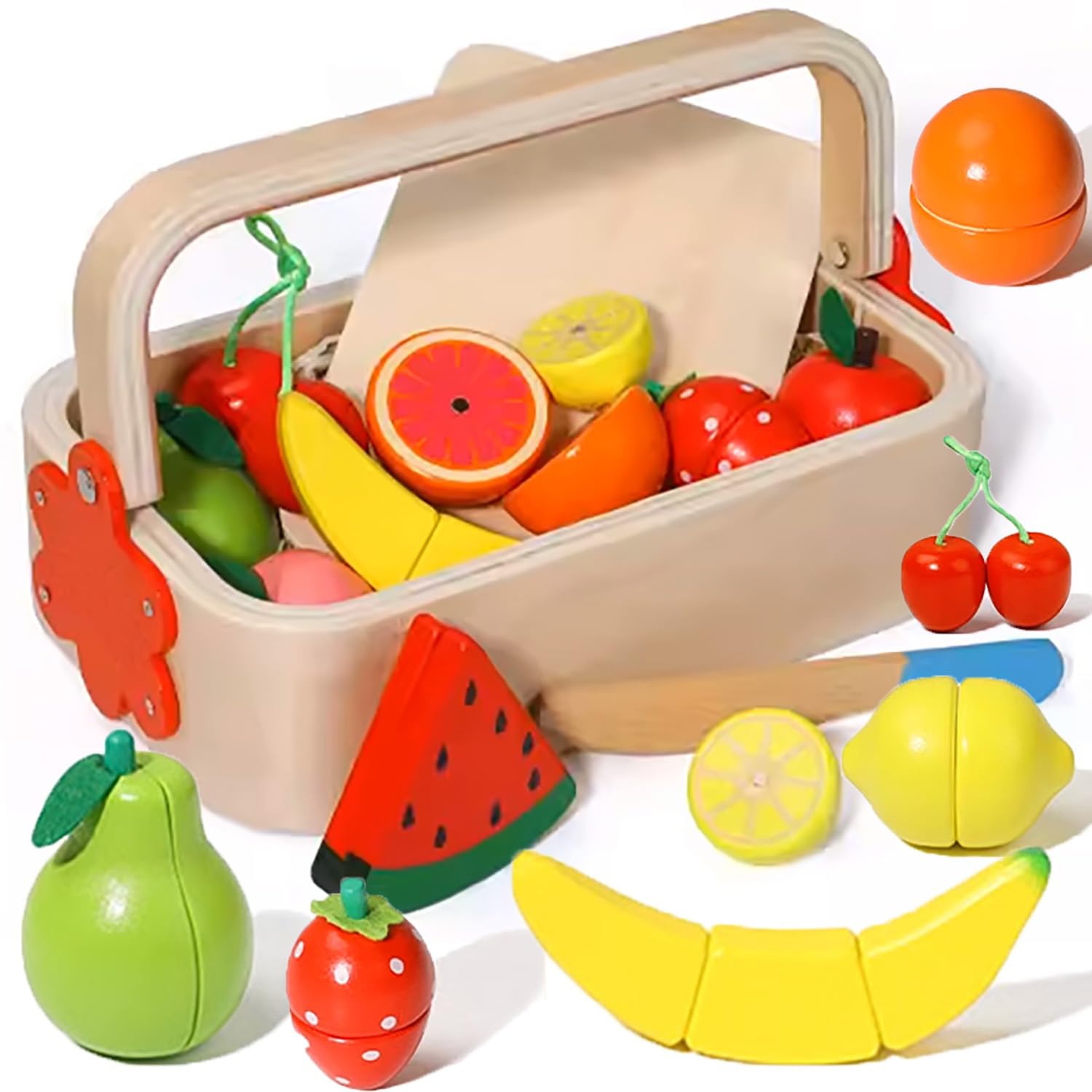 Wudly Wooden Magnetic Cutting Fruits and Berries Toy Set for Kids