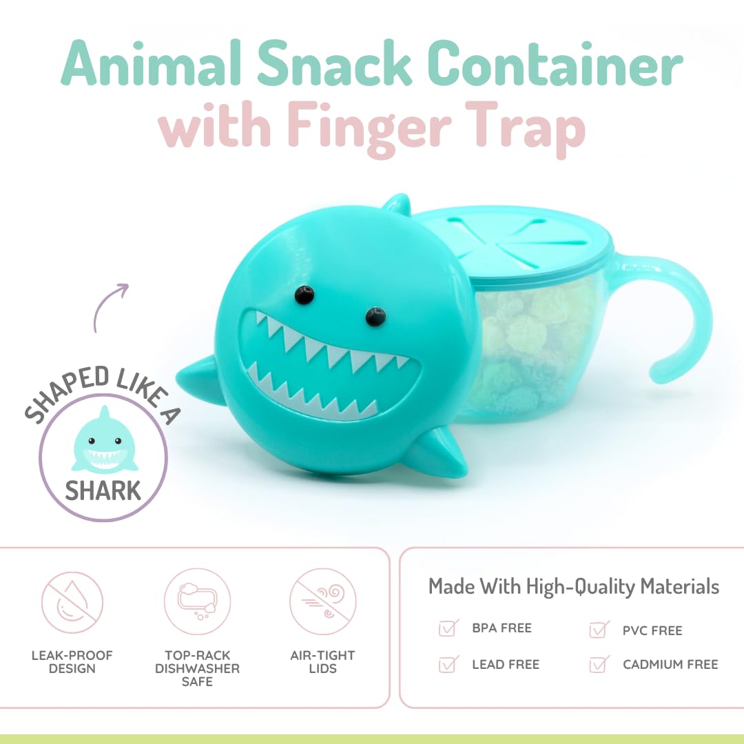 Melii Snack Container with Finger Trap- Shark Teal