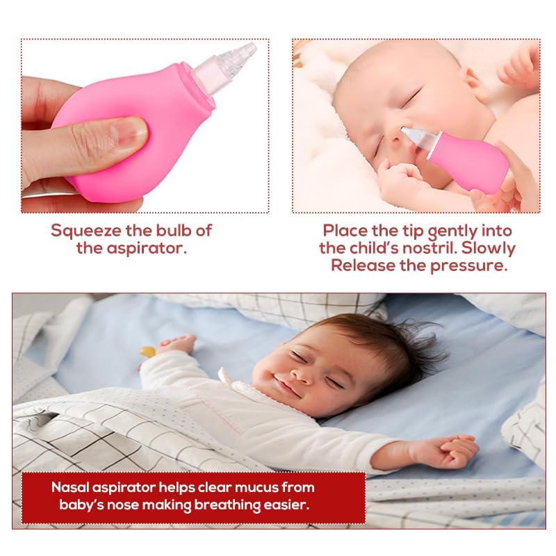 Safe-O-Kid , Silicone Baby Nasal Aspirator Vacuum Sucker- Pink (Pack Of 1)