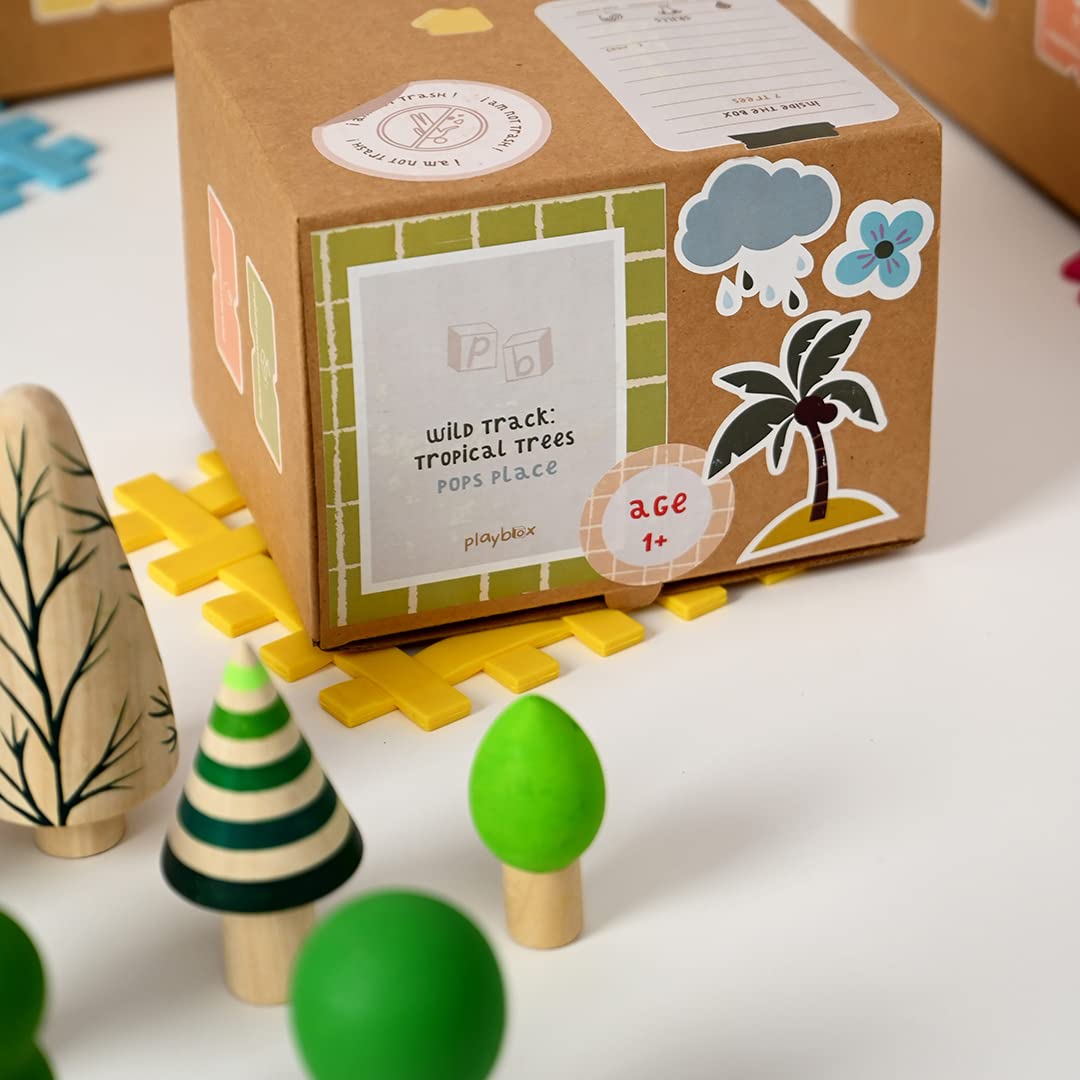 Playbox 7Pcs Wooden Tropical Tree Toy Set
