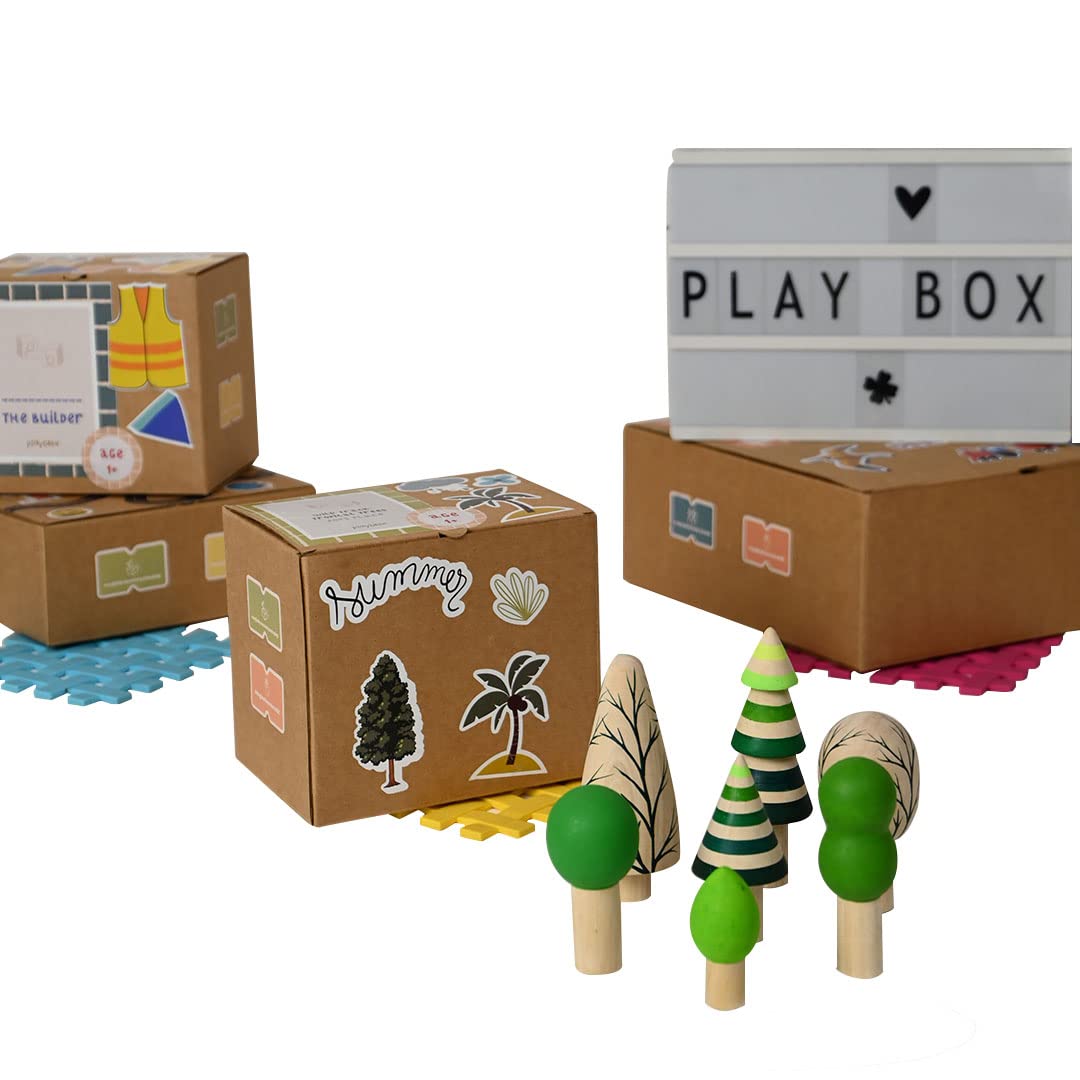 Playbox 7Pcs Wooden Tropical Tree Toy Set