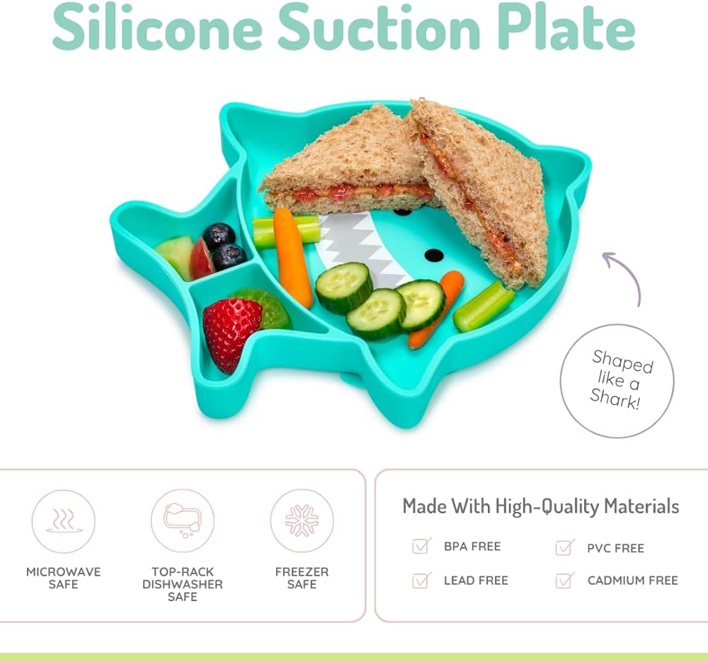 Melii Silicone Divided Plate- Blue