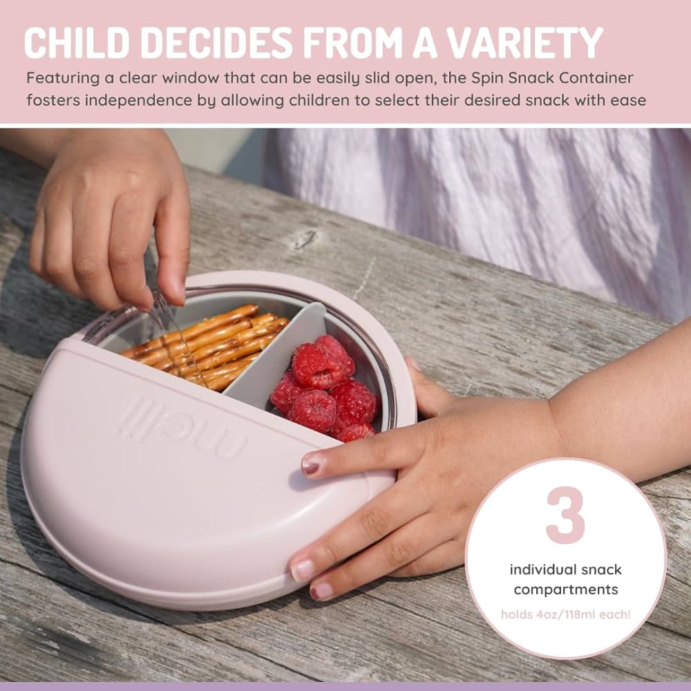 Melii Spin Snack Container- Pink/Grey