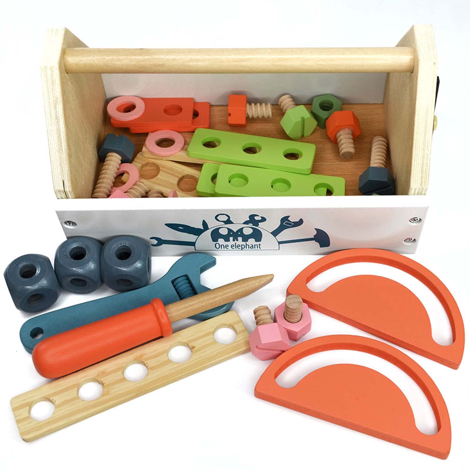 Playbox Pretend Play Wooden Toy Tool Kit Imagination and Creativity Fix it up Wooden Toy