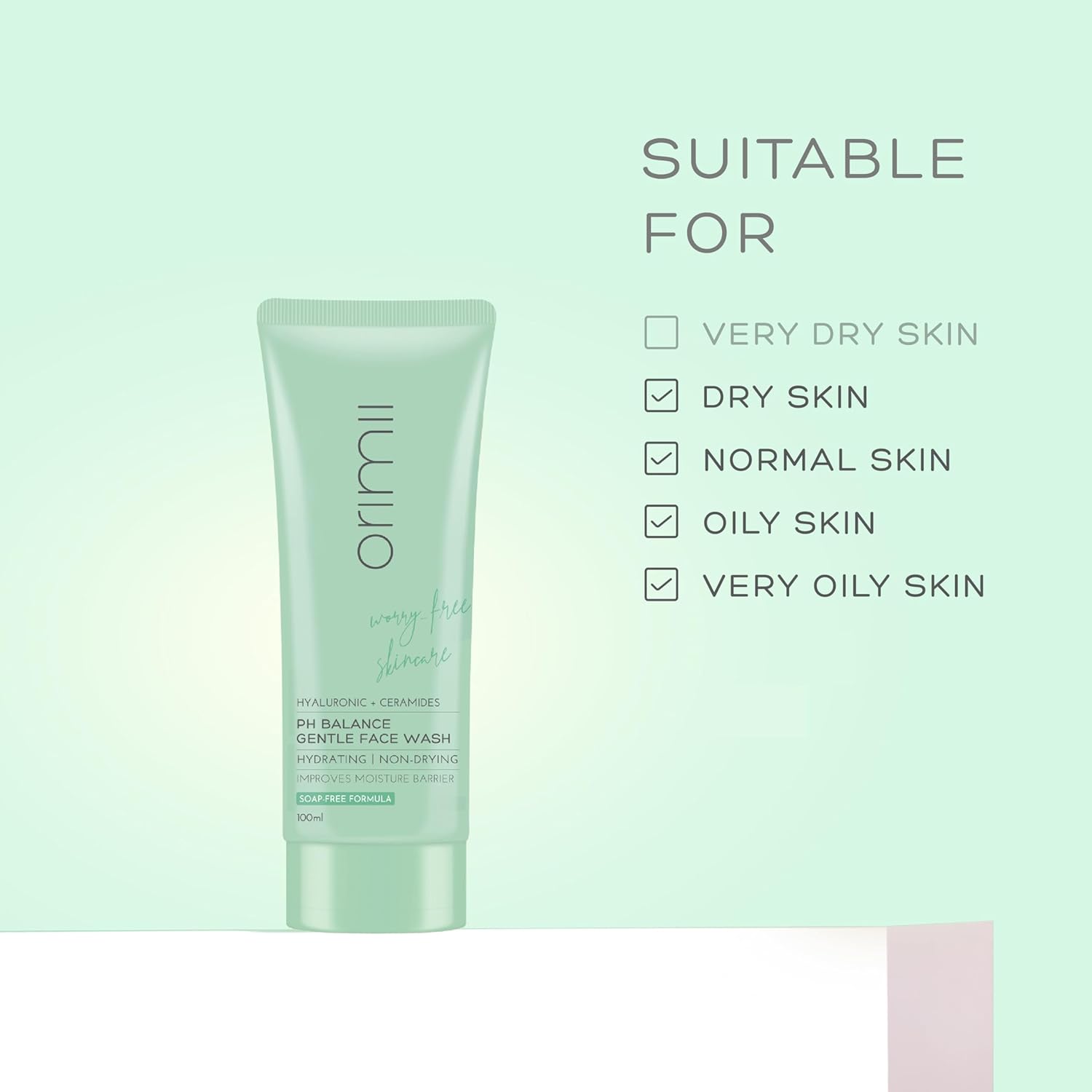 Orimii Face Wash: Hydrating & Gentle with Ceramides, Pregnancy Safe & pH Balanced