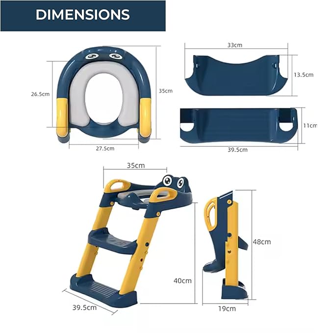 Safe-O-Kid Potty Training Seat with Ladder – Foldable Non-Slip Toilet Trainer (Blue)
