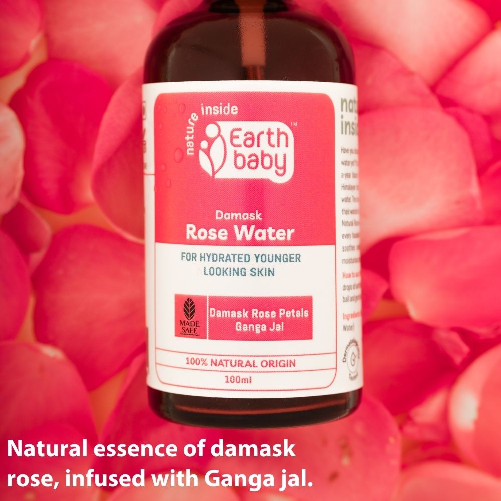 EarthBaby 100% Natural origin Damask Rose Water Spray for Face and Body (100 ml)