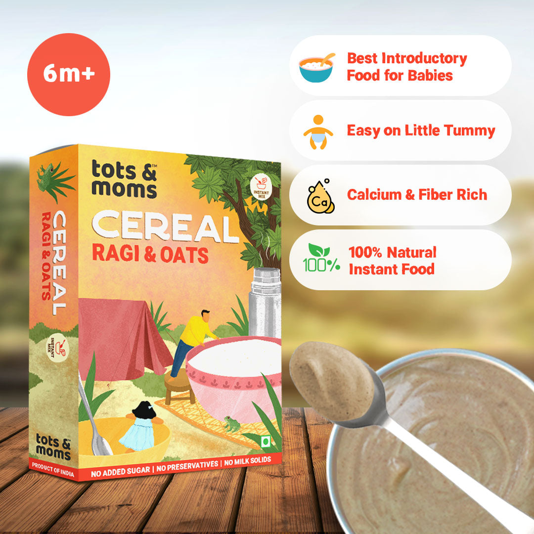 Tots & Moms Calcium & Fiber Rich - Ragi & Oats Instant Baby Cereal Mix - 8+ Months