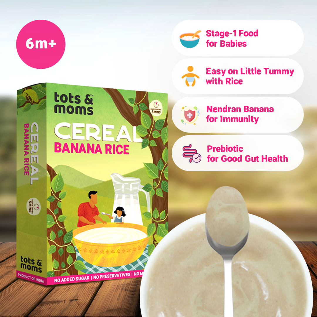 Tots & Moms Easily digestible Banana Rice Baby Cereal- 200g