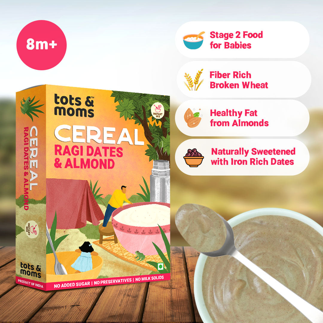 Tots & Moms Calcium Rich Instant Ragi Dates & Almonds Baby Cereal