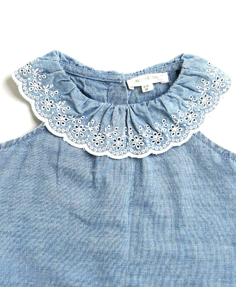 Sweetlime By AS Cotton Denim Ruffle Dress & Bloomer Set.