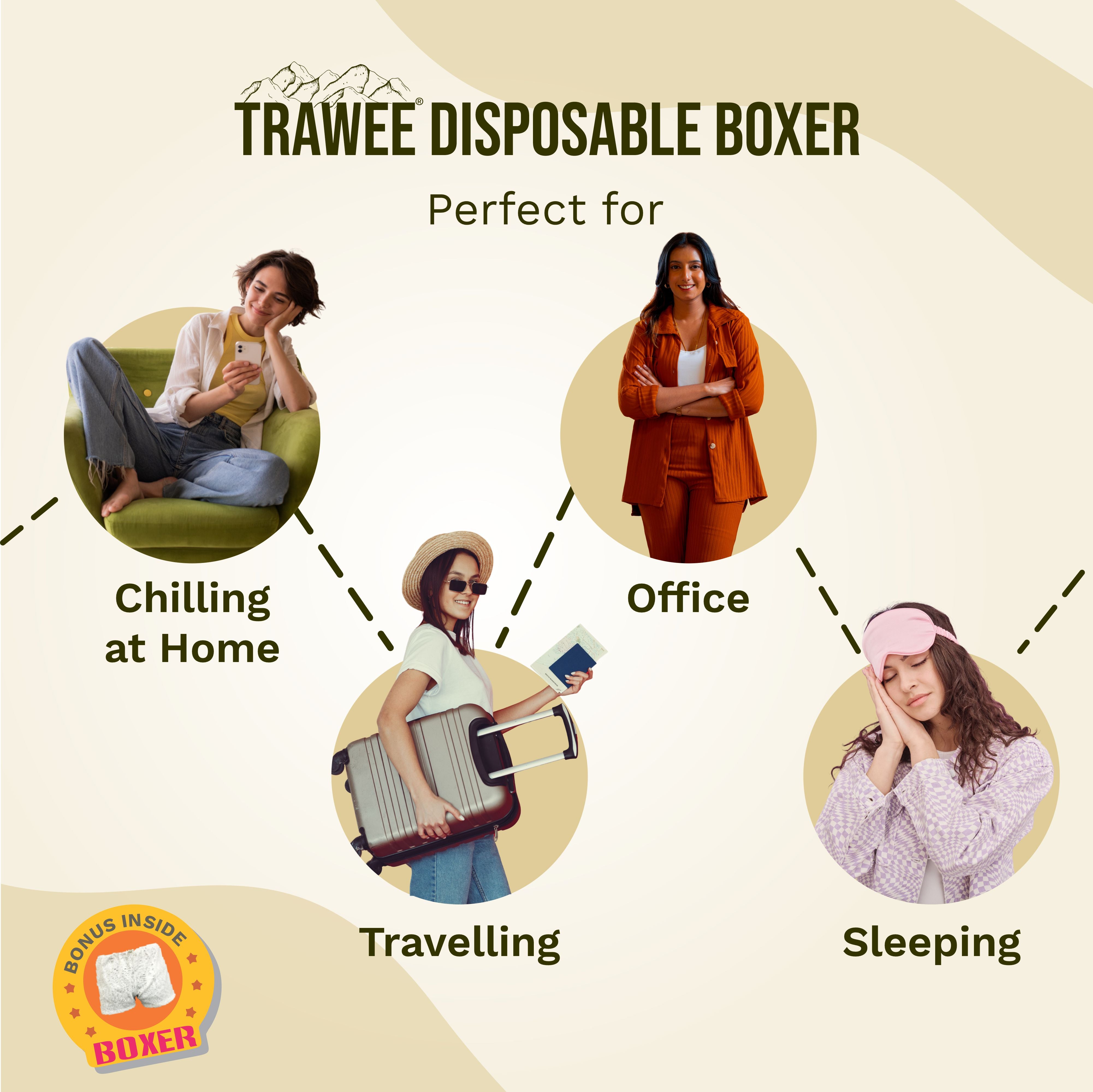 Trawee Disposable Women Panty with Free Boxer