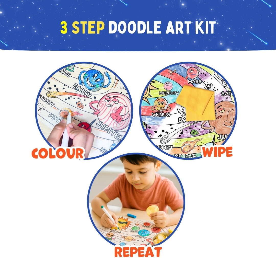 PEPPLAY RECOLOURABLES COLOUR & WIPE PLACEMATS - SPACE SAGA