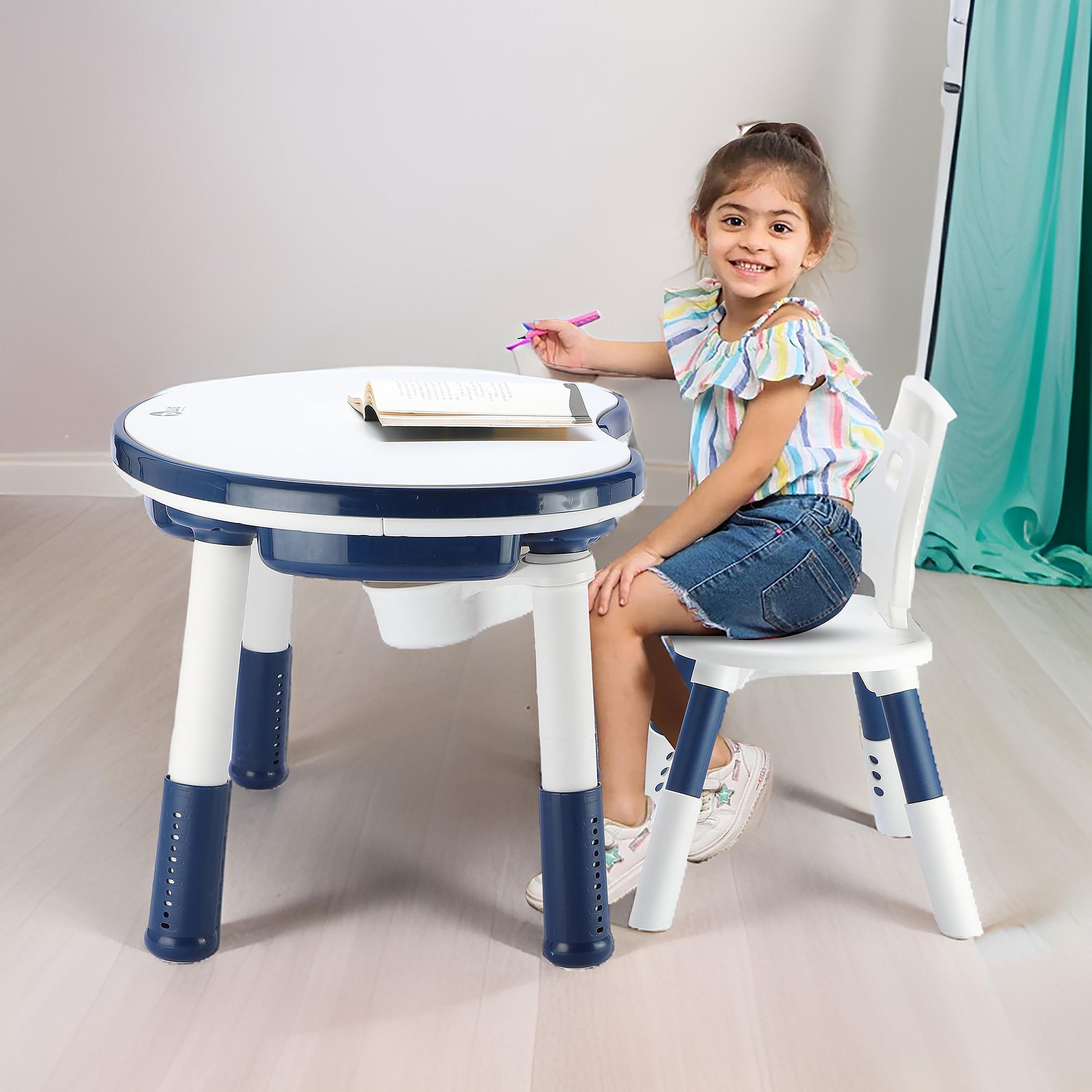 OPlus Blocks cum Sensory Table with chair - Blue color