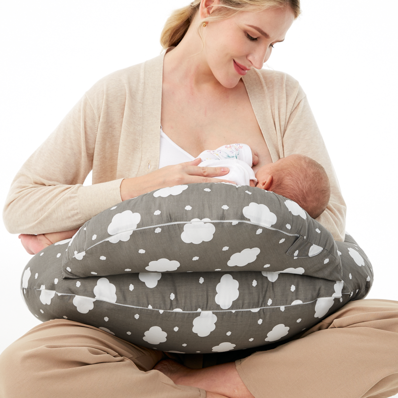 Momcozy Maternity Accessory Adjustable Nursing Pillow Grey & White