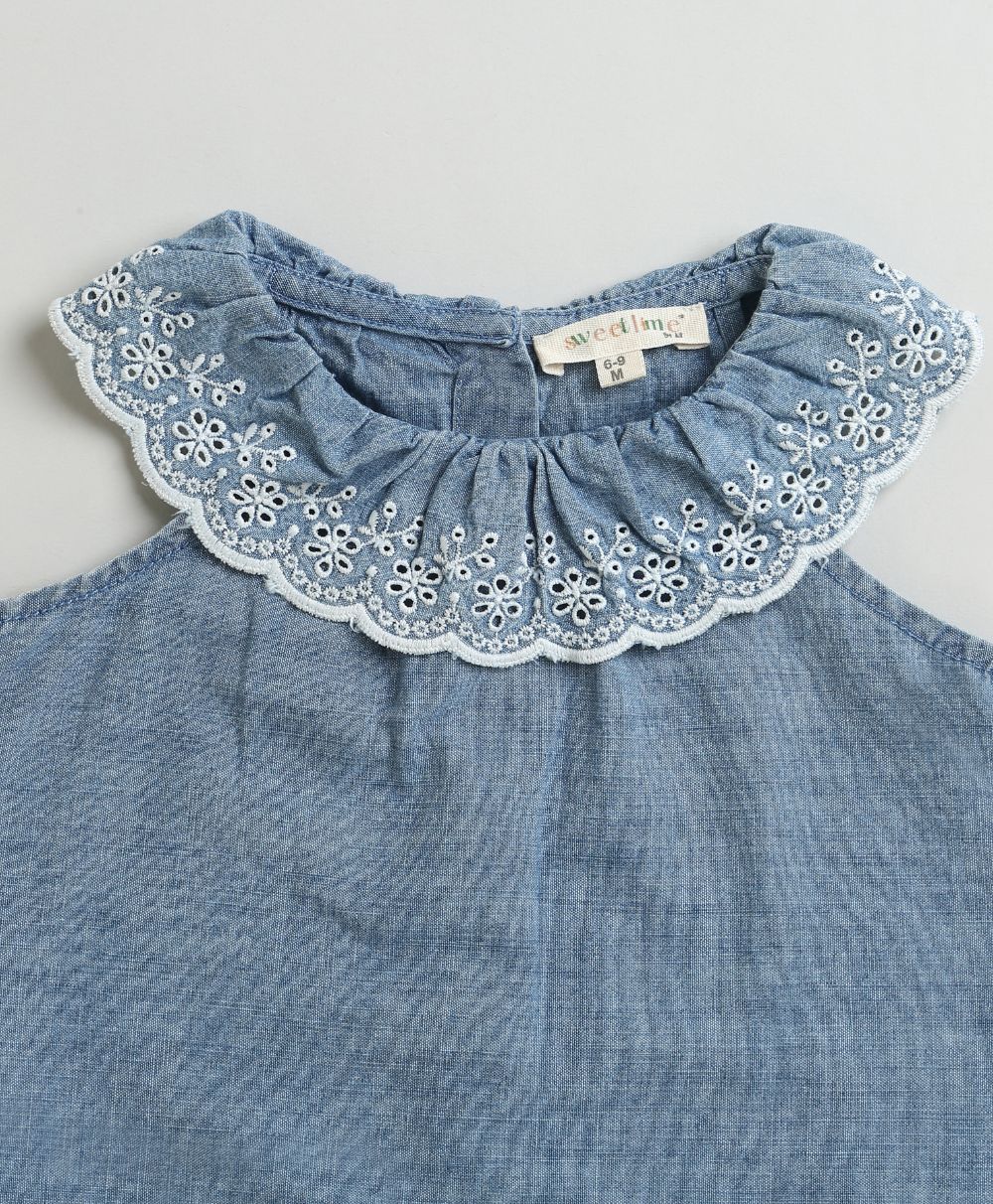 Sweetlime By AS Cotton Denim Ruffle Dress & Bloomer Set.