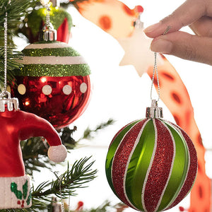 70 pcs Red & Green Elf Hat themed Christmas Balls tree hanging, Xmas Decoration set. - Christmas