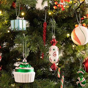 70 pcs Red ,Green, White chocolates, Cupcakes themed Christmas Balls tree hanging ,Xmas Decoration set. - Christmas