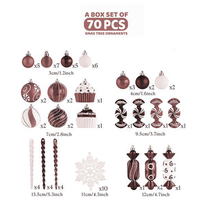 70 pcs Red ,Green, White chocolates, Cupcakes themed Christmas Balls tree hanging ,Xmas Decoration set. - Christmas