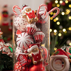 70 pcs Red & White gingerbread themed Christmas Balls tree hanging,Xmas Decoration set. - Christmas