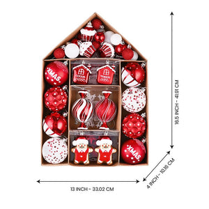 70 pcs Red & White gingerbread themed Christmas Balls tree hanging,Xmas Decoration set. - Christmas